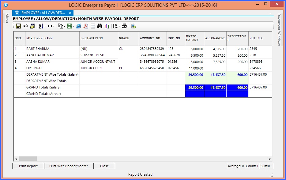 apparel payroll summary employee allow deduc month wise payroll report 2